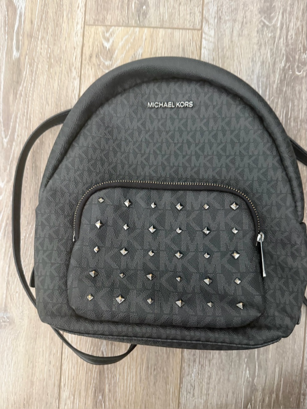 Michael Kors Black/ Grey Studded Medium Backpack
